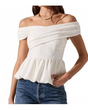 Astr Tennille Off Shoulder Peplum Top - White