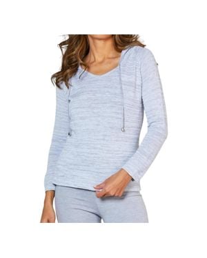 French Kyss V-Neck Hoodie Top - Blue