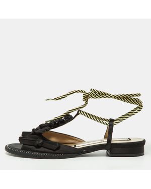 N°21 Nº21 Satin Ankle Tie Sandals - Black