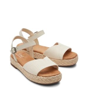 TOMS Abby 10020768 Sandals Ivory Ankle Strap Flatform Espadrille Gal1582 - Metallic