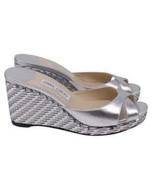 Jimmy Choo Almer 105 Wedge Sandals - Gray