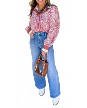 J joy Long Sleeve Blouse - Blue