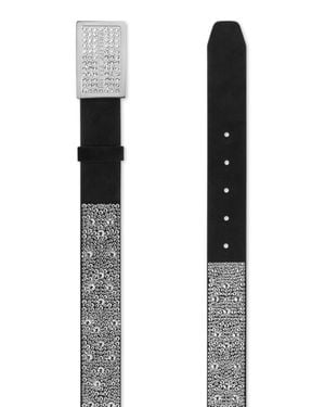 Philipp Plein Leopard Leather Belt - White