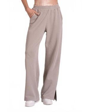Elan Chic Drawstring Wide Leg Sweatpant - Natural