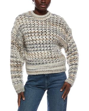 Madewell Fawn Open Stitch Stripe Wool & Alpaca-Blend Pullover - Gray