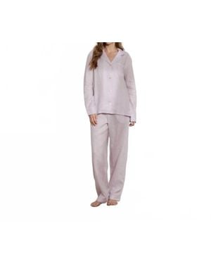 The Sleep Code Striped Linen Long Pj Set - Purple