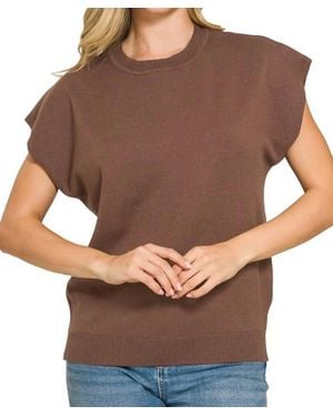 Zenana Callie Crew Sweater - Brown