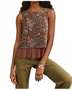 Eva Franco Jacquard Sleeveless Top - Brown