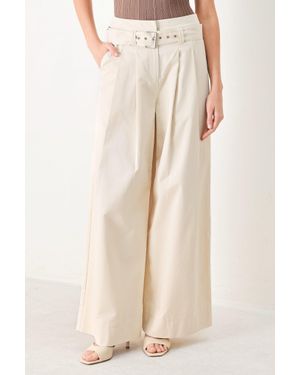 TRUEDAMES Vela Wide Woven Pants - Natural