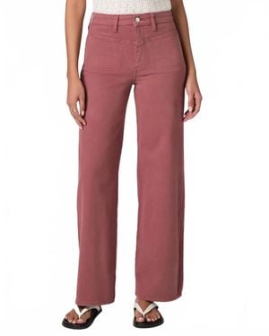 PAIGE Anessa 31" With Front Yoke And Stitch Pockets Jeans - Red
