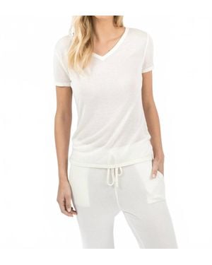 LEIMERE Feather Vneck Tee - White