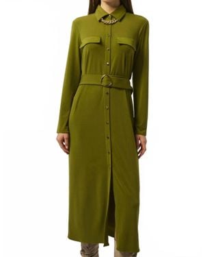 Joseph Ribkoff Collared Shirt Dress - Green