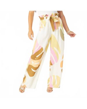Coco + Carmen Lyla Printed Flowy Pant With Tie Waist - Yellow