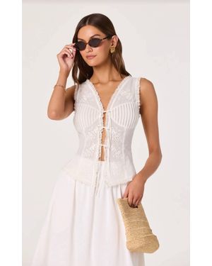 Astr Carine Eyelet Lace Bustier Top - White