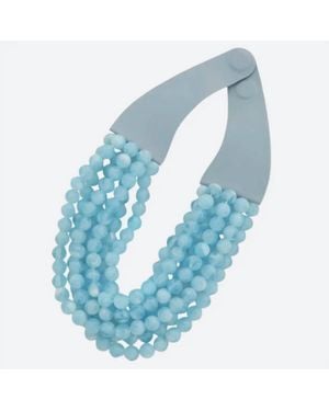 ANB Fashion Chunky Beaded Layered Necklace - Blue