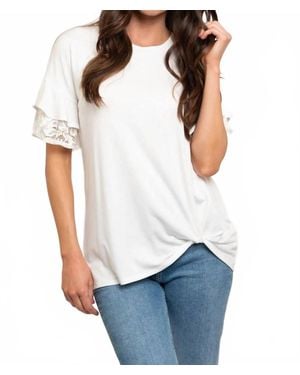 Collective Rack Lace Ruffle Detailed Front Knot Top - White