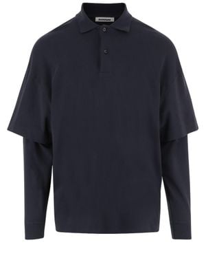 DARKPARK Long-Sleeved Cotton Polo Shirt - Blue