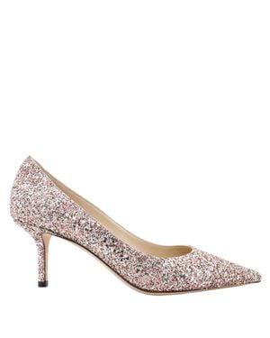 Jimmy Choo Love 65 Rose Coarse Glitter Fabric Pumps - Pink