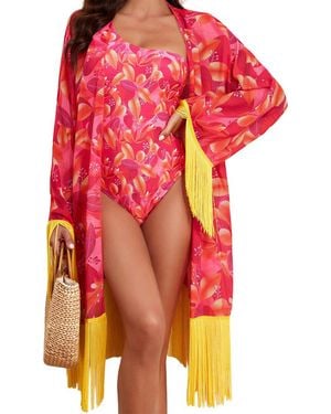 Lily Kim 2Pc Swimsuit & Smock Set - Red