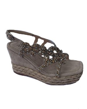 Alma En Pena. Malaquita Wedge Sandals - Gray