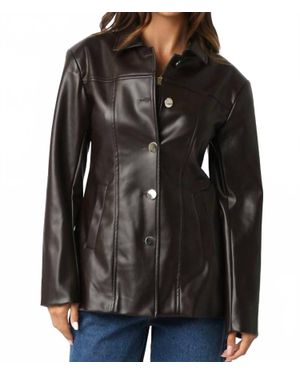 Olivaceous Lucia Faux Leather Blazer Jacket - Black
