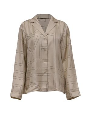 TOTEME Logo-Embroidered Pj Shirt - Brown