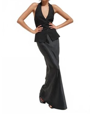 Runaway the Label Elindra Satin Maxi Skirt - Black