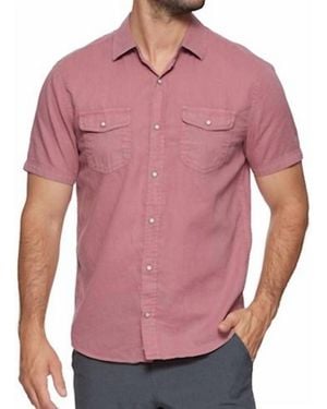 Flag & Anthem Avalon Ss Garment Dye Linen Pearl Snap Shirt - Pink