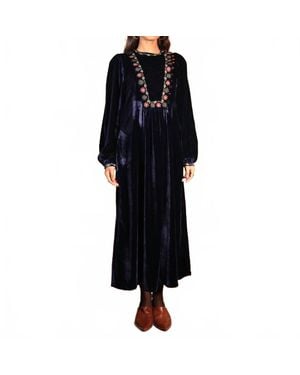 ORNAETE Beatrix Velvet Dress With Bahar Embroidery - Black