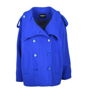 Dondup Double-Breasted Wool Cashmere Coat - Blue