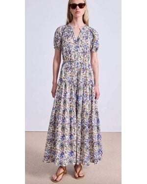 Apiece Apart Mazza Maxi Batik Floral Dress - White