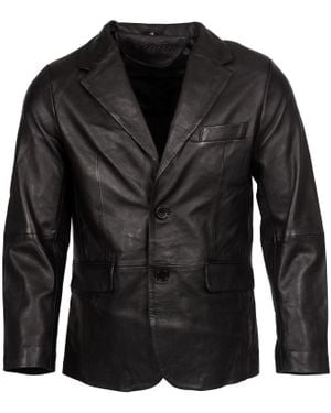 Infinity Leather 2 Button Blazer Soft Lamb Tailored Leather Jacket - Black