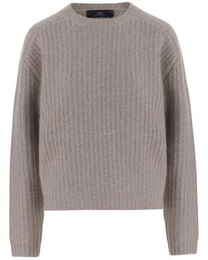arch4 Ribbed Knit Cashmere Sweater With Crew Neck And Long Sleeves - Gray