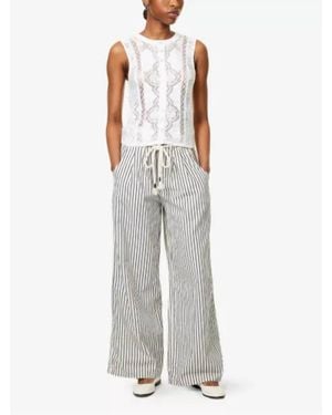 Free People Dakota Cinched Striped Denim Pants - Gray