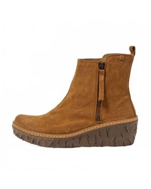 El Naturalista Myth Wedge Leather Comfort Ankle Boots - Brown