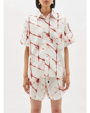 Bassike Printed Boxy Short Sleeve Shirt - White