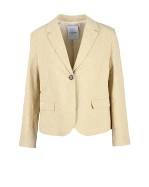 Pomandère Cropped Tailored Blazer With Textured Fabric - Natural