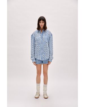 Pcfg Perforated Denim Shirt - Blue
