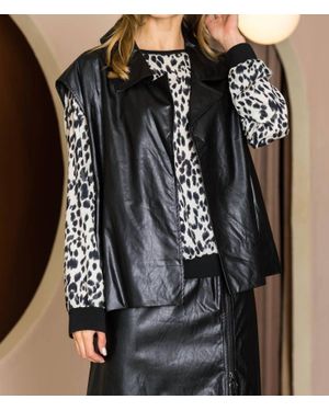 Joh Janice Pleather Vest - Black