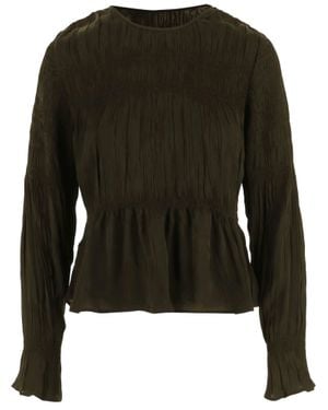 By Malene Birger Gathered Detail Blouse With Ruffled Edges - Black