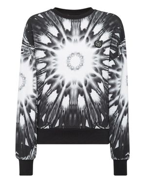 Philipp Plein Cropped Roundneck Optical Flower - Black