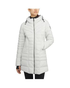 Pajar Cort Light Weight Stretch Fixed Hood Puffer With Reflective Trim - Gray