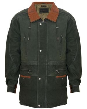 Infinity Leather Nubuck Leather Parka Coat-Winnipeg - Green