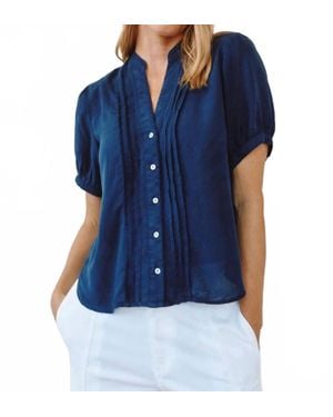 Bella Dahl Short Sleeve Pintuck Shirt - Blue