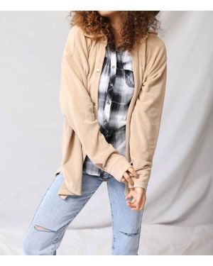 Bailey Rose Soft Teddy Button Up Jacket - Natural