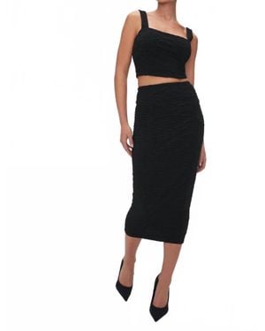 GOOD AMERICAN Ruched Midi Skirt - Black