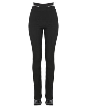 ANDREADAMO Ribbed Pants With Cut Out Belt - Black
