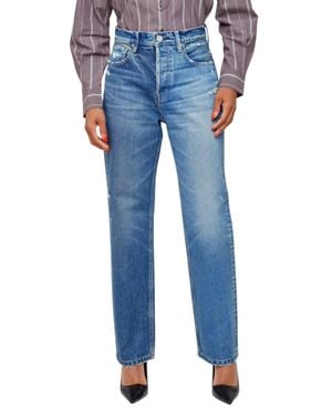 Moussy Huntington Wide Straight Jeans - Blue
