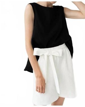 La Muse Linen Tank - Black