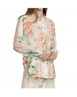 Johnny Was Ruksana Silk Button Down Shirt - Pink